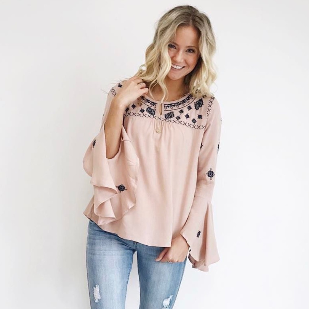 Pink embroidered blouse